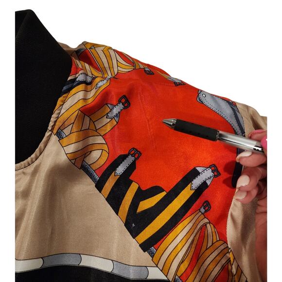Vintage 80s Silk Equestrian Horse Racing Bomber Jacket M Jockey Kentucky Derby - Picture 6 of 7